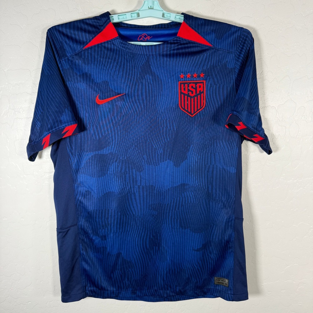 Nike Soccer Jersey Men Large Blue Four Star USA National Team Dri-Fit Training